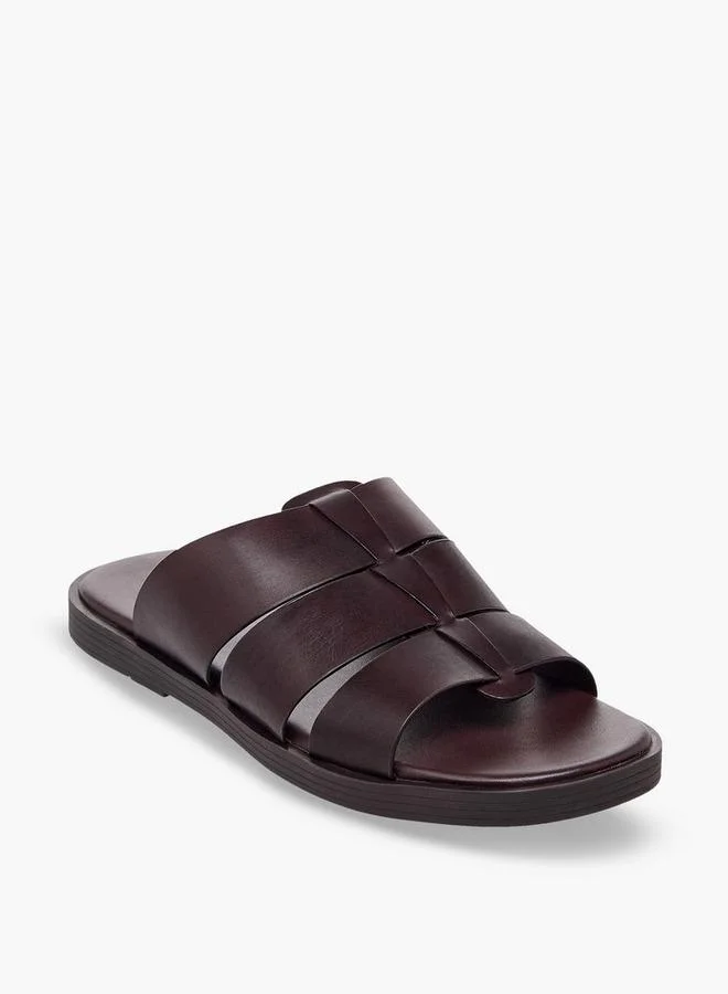 Duchini Men Slip-On Leather Comfort Sandals