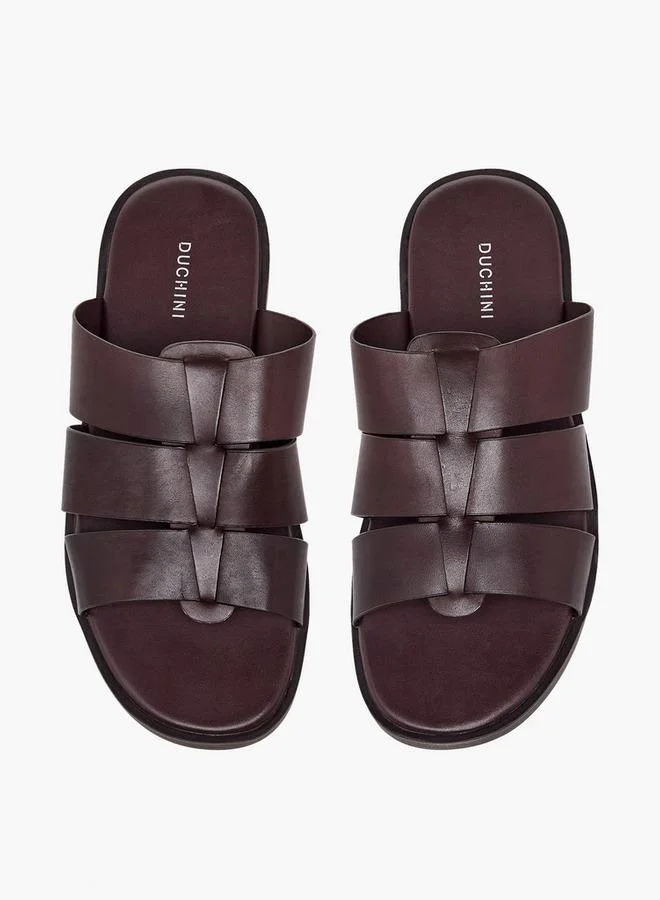 Duchini BROWN Men Slip-On Leather Comfort Sandals for Men | Best Price UAE