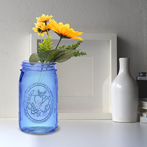 eleganttime Blue Wide Mouth Mason Jars 32 oz,6 Pack Colored Quart Glass Canning Jars with Airtight Lids for Canning,Pickling,Storage,DIY Crafts & Décor - Image 5
