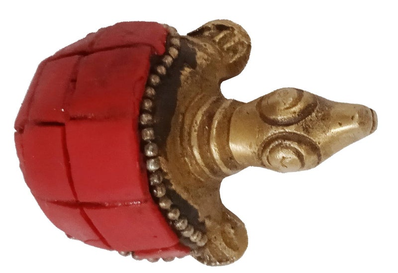 Purpledip Brass Statuette Tortoise Turtle: Collectible Art Showpiece with Gemstone Overlay (12422) - Image 4