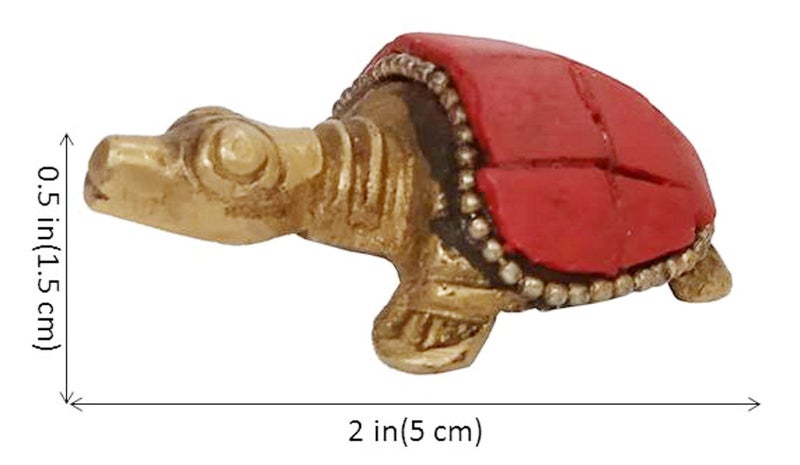 Purpledip Brass Statuette Tortoise Turtle: Collectible Art Showpiece with Gemstone Overlay (12422) - Image 5