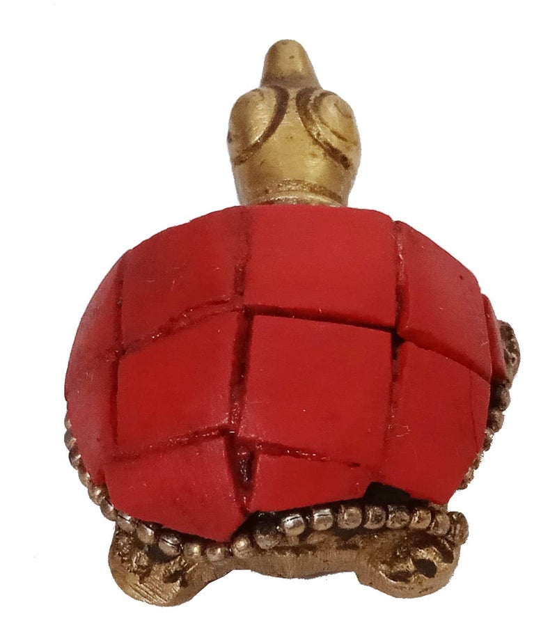 Purpledip Brass Statuette Tortoise Turtle: Collectible Art Showpiece with Gemstone Overlay (12422) - Image 3