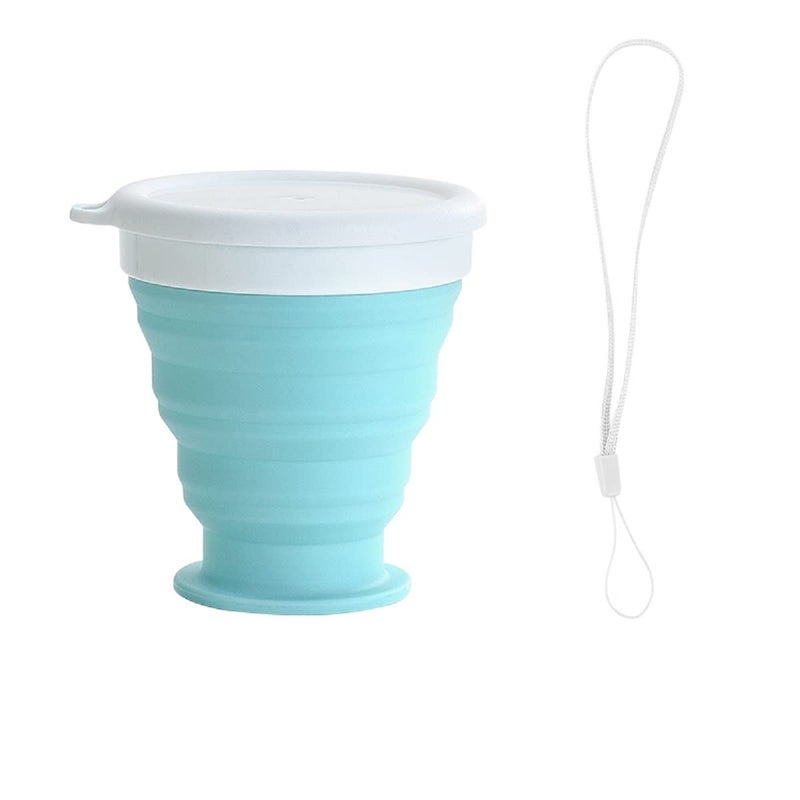 Ramkuwar Silicone Retractable Folding Water Cup 200ml Pack of 1 Telescopic Collapsible Outdoor Travel Mug Folding Cups Blue - Image 1