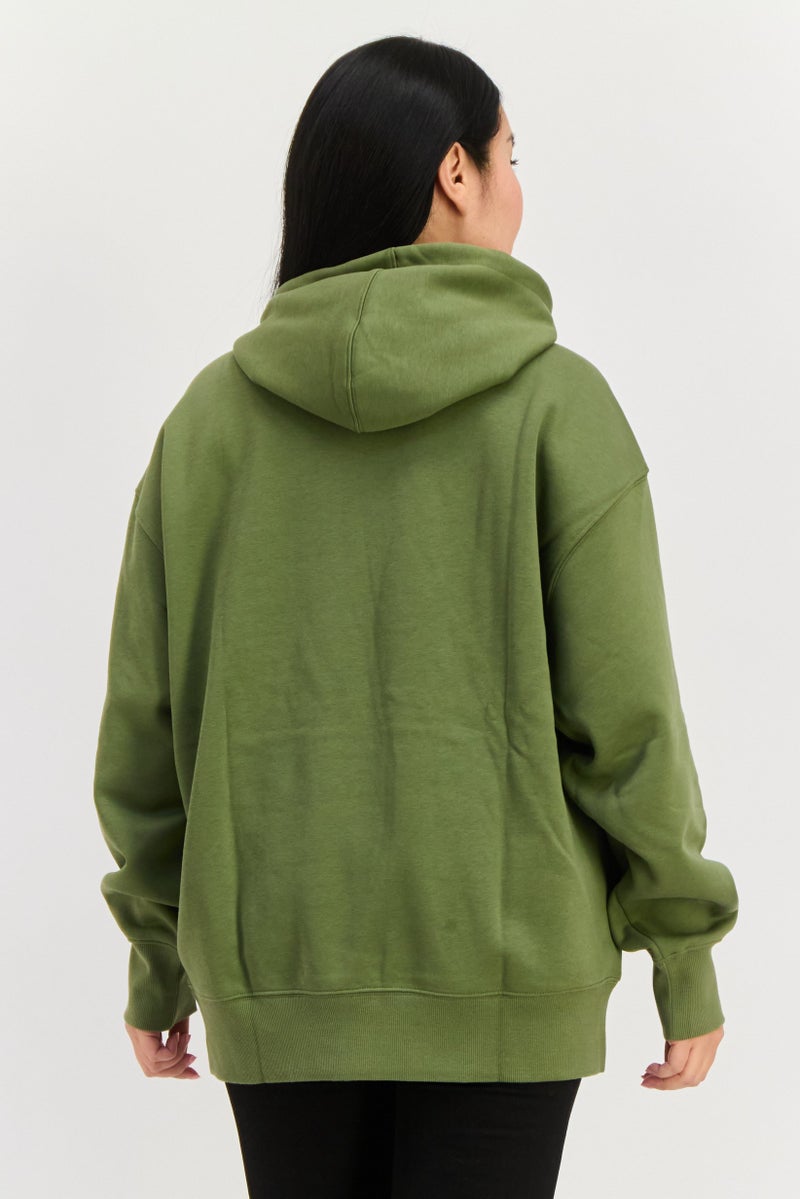 ESPRIT Women Brand Logo Long Sleeves Hoodie, Olive - Image 4