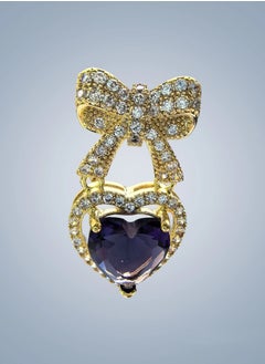 Generic Earrings, Ear Studs, Purple Dazzling Diamond Butterfly Bow and Heart-Shaped Amethyst Drop Earrings, Sparkly Gift for Women  - Image 2