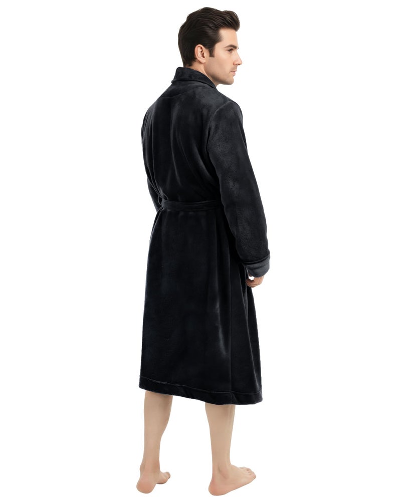 NY Threads Mens Robe, Luxury Plush Fleece Mens Bathrobe, Spa Bath Robe for Men, XX-Large-3X-Large, Black - Image 1