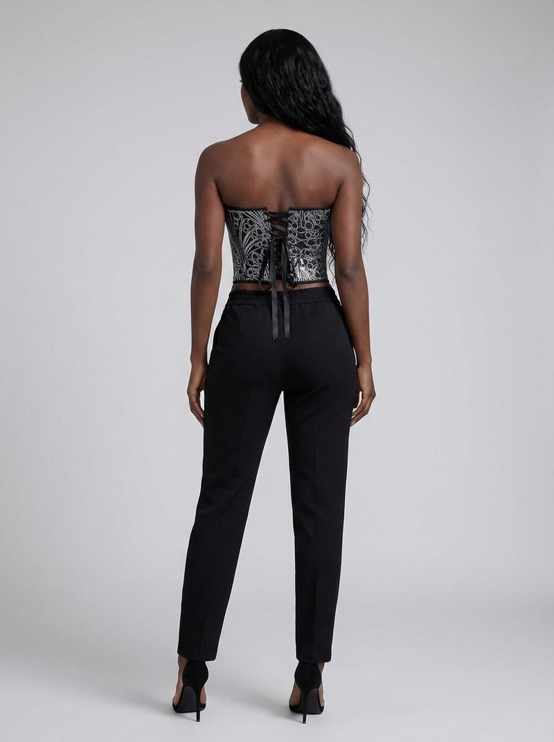 Larissaverolini Strapless Lace Corset Top – Black Crystal Detail - Image 5