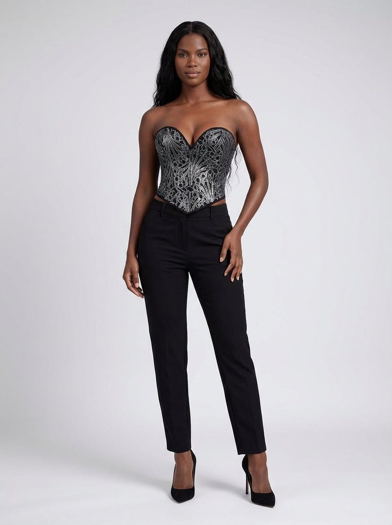 Larissaverolini Strapless Lace Corset Top – Black Crystal Detail - Image 4