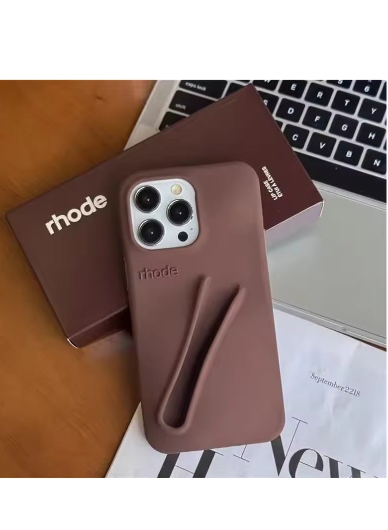 rhode iPhone 14 Pro Max Silicone Lip Holder for Cell Phone, Lip Gloss Adhesive Sleeve Case for iPhone 14 Pro Max, Lip Holder Stick-on Phone Cover for iPhone 14 Pro Max 6.7 inch（Espresso） - Image 4