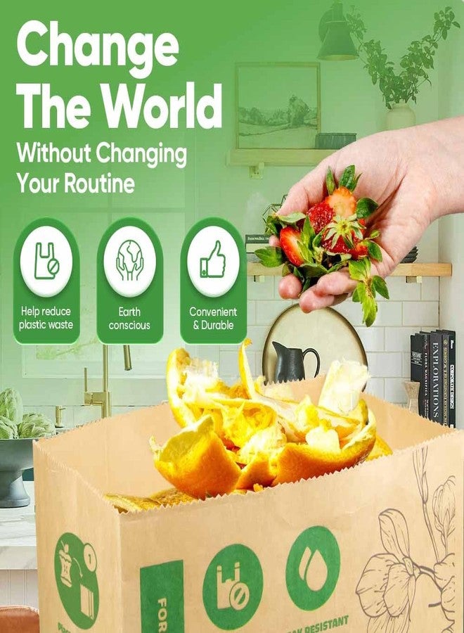 TUSGOR Kitchen Food Waste Bags – 40 bags – 100% Compostable Paper – Leak-resistant liner – Completely Plastic-free & Environmentally Friendly – Certified by BNQ & BPI - 40 Brown Paper Compostable Bags (40) - Image 4