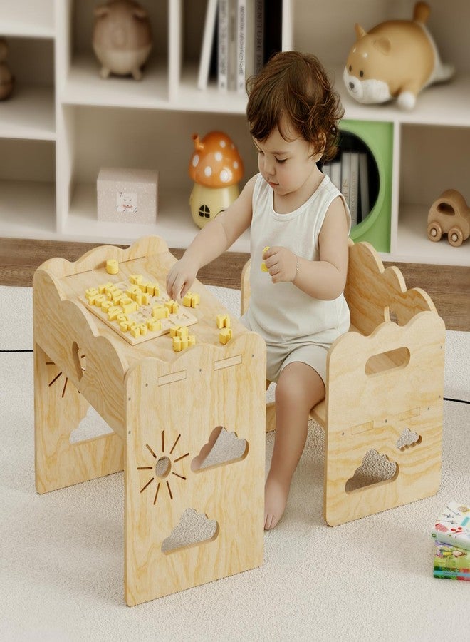 BPMFDTNL Montessori Table and Chair Set -Toddler Table and Chair Set,Wood Toddler Table and Chairs, Weaning Baby Tables Chair Set,1-3 Year Old Kids Ldeal for Mealtime, Learning, and Play - Image 1