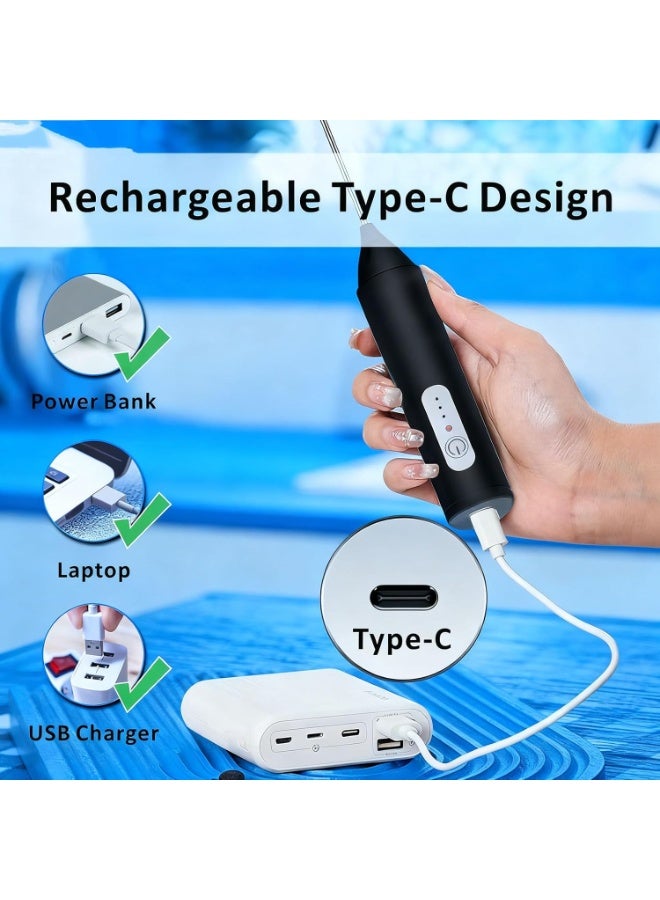 Walpck Milk Frother with 3 Speed Settings, Handheld Milk Frother and Drink Mixer for Frothing Coffee, and Whipping Cream, Ergonomic and Lightweight (Black Stirring Stick) - Image 4