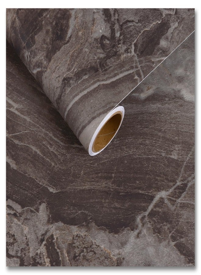 CRE8TIVE Matte Brown Marble Contact Paper for Countertops Waterproof Peel and Stick Slate Marble Wallpaper for Kitchen Countertop Contact Paper 12"x80" Adhesive Vinyl Wrap for Bathroom Desks Furniture - Image 1