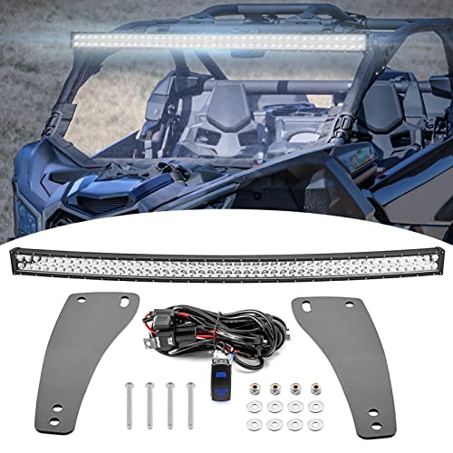 Wsays 50 288W Offroad Curved LED Light Bar Upper Roof Windshield Mount Brackets wRocker Switch Wiring Kit Compatible with Can Am Maverick X3 and X3 Max 20172025 All Models