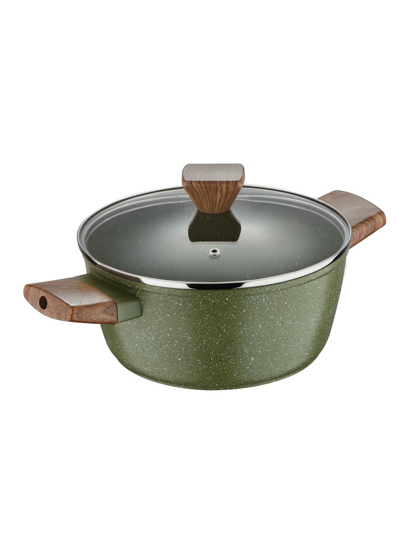 BERGNER ACADIA FORGED ALUMINUM  CASSEROLE W LID 28CM WITH  INDUCTION BOTTOM, GREEN COLOR, BG56244GR  - Image 1