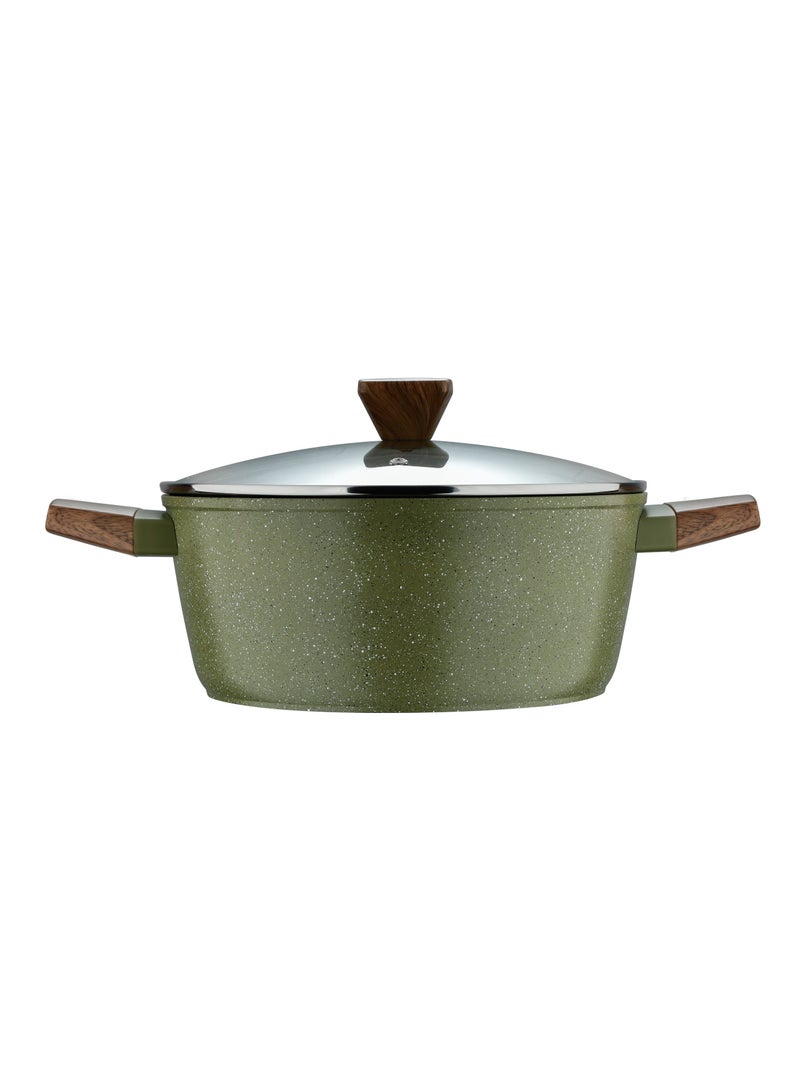 BERGNER ACADIA FORGED ALUMINUM  CASSEROLE W LID 28CM WITH  INDUCTION BOTTOM, GREEN COLOR, BG56244GR  - Image 2