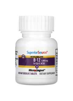 Superior Source Superior Source, Methylcobalamin B-12, Folic Acid, 60 Instant Dissolve Tablets  - Image 3