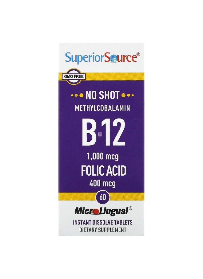 Superior Source - Superior Source, Methylcobalamin B-12, Folic Acid, 60 Instant Dissolve Tablets - Image 1