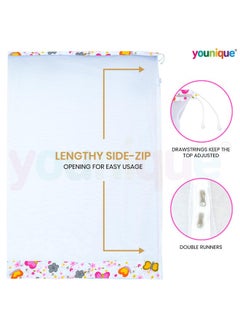 يوونيك ناموسية معلقة من Younique لسرير الأطفال القماشي/الأرجوحة/الجوهلا/الثوتيل/الجوهلا مع فتحة سحاب جانبية، ناموسية Thottil Kosuvalai لأرجوحة سرير الأطفال (0-3 سنوات) - فراشات وردية  - Image 3