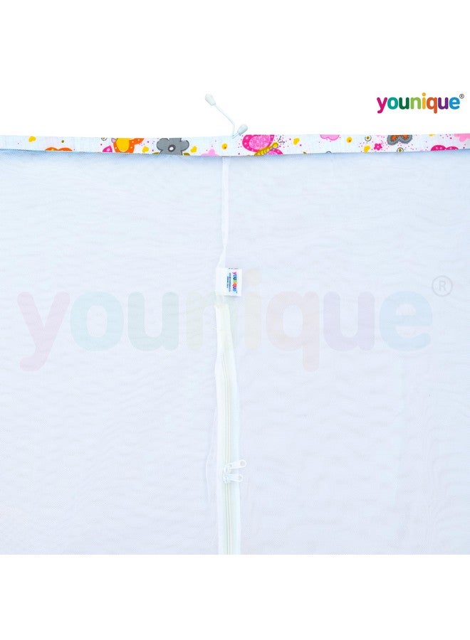 يوونيك ناموسية معلقة من Younique لسرير الأطفال القماشي/الأرجوحة/الجوهلا/الثوتيل/الجوهلا مع فتحة سحاب جانبية، ناموسية Thottil Kosuvalai لأرجوحة سرير الأطفال (0-3 سنوات) - فراشات وردية - Image 4