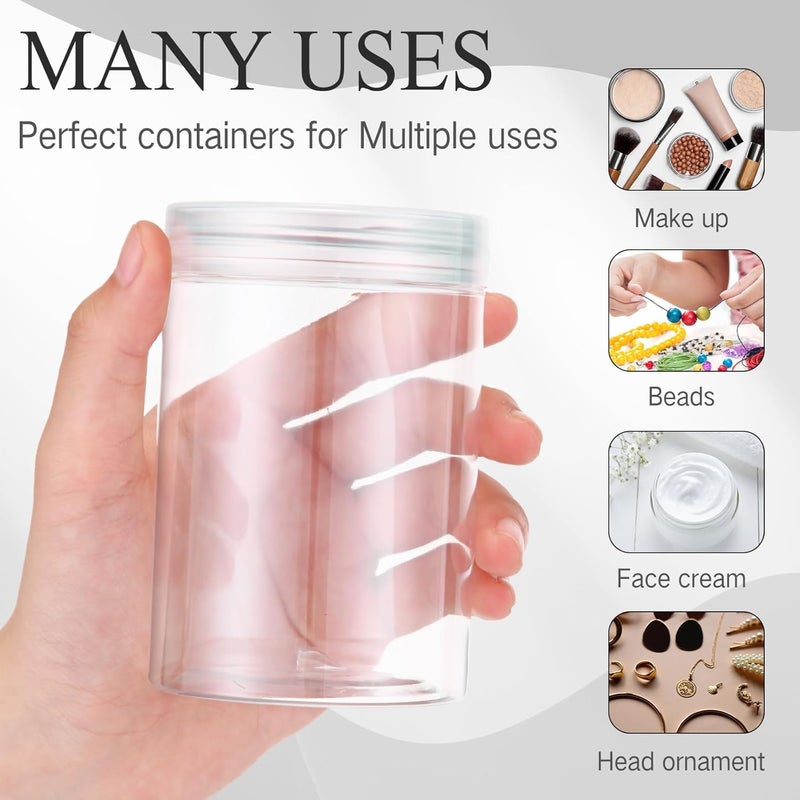 Patelai 4 Pieces Round Wide-mouth Leak Proof Plastic Container Jars with Lids for Travel Storage Makeup Beauty Products Face Creams Oils Salves Ointments DIY Making(10 Ounce,Clear) - Image 4