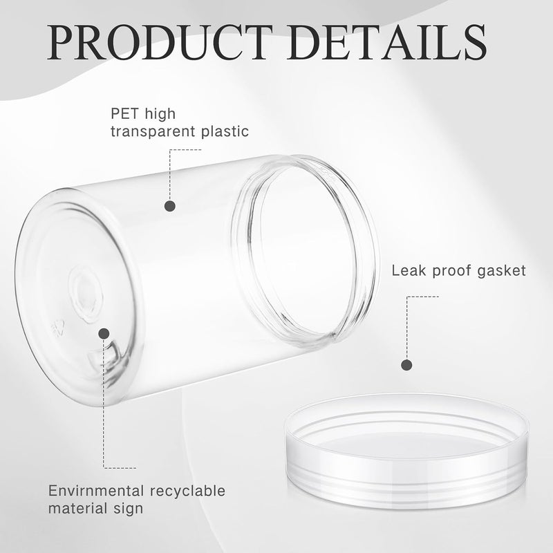 Patelai 4 Pieces Round Wide-mouth Leak Proof Plastic Container Jars with Lids for Travel Storage Makeup Beauty Products Face Creams Oils Salves Ointments DIY Making(10 Ounce,Clear) - Image 3