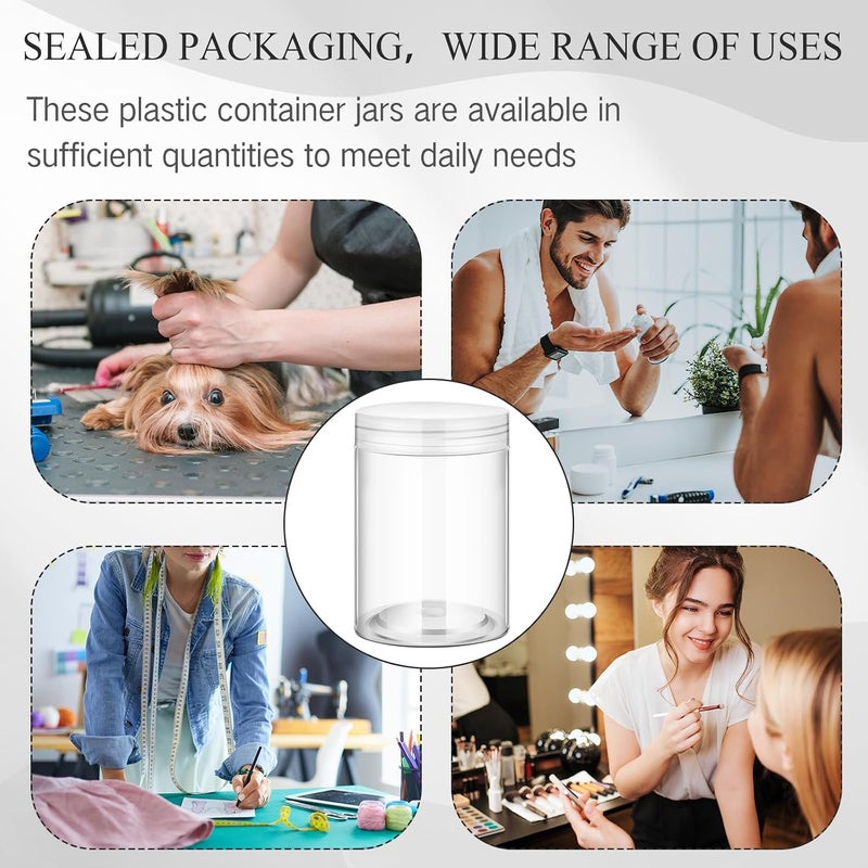 Patelai 4 Pieces Round Wide-mouth Leak Proof Plastic Container Jars with Lids for Travel Storage Makeup Beauty Products Face Creams Oils Salves Ointments DIY Making(10 Ounce,Clear) - Image 5