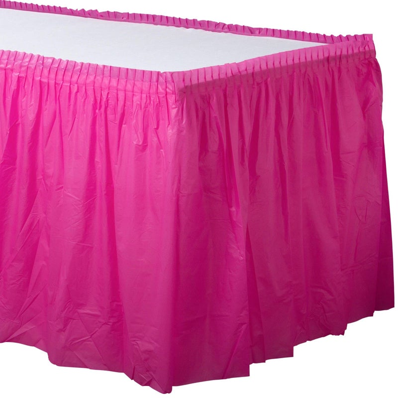 Amscan Bright Pink Plastic Table Skirt 21 x 29 1 Pc Durable EasytoUse Stylish Event Decor Perfect for Parties Weddings Special Occasions - Image 2