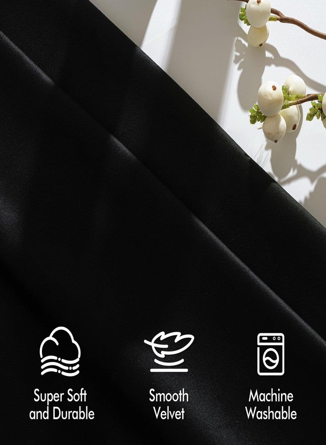 ميولي ستائر MIULEE سوداء مخملية معتمة، طول 84 بوصة، فاخرة، فائقة النعومة، عازلة للحرارة، ستائر نوافذ، ستائر معتمة للغرفة، تصميم بجيب للعمود، مناسبة لغرفة النوم وغرفة المعيشة، طقم من لوحتين، عرض 40 × طول 84 بوصة - Image 5