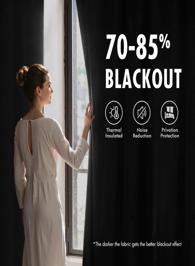 ميولي ستائر MIULEE سوداء مخملية معتمة، طول 84 بوصة، فاخرة، فائقة النعومة، عازلة للحرارة، ستائر نوافذ، ستائر معتمة للغرفة، تصميم بجيب للعمود، مناسبة لغرفة النوم وغرفة المعيشة، طقم من لوحتين، عرض 40 × طول 84 بوصة - Image 3
