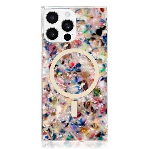 Flaunt Official Square Protective Case Compatible with iPhone 16 Pro Max Compatible with MagSafe Wireless Charging DropTested Shockproof Rainbow Confetti Tortoise Shell - Image 1