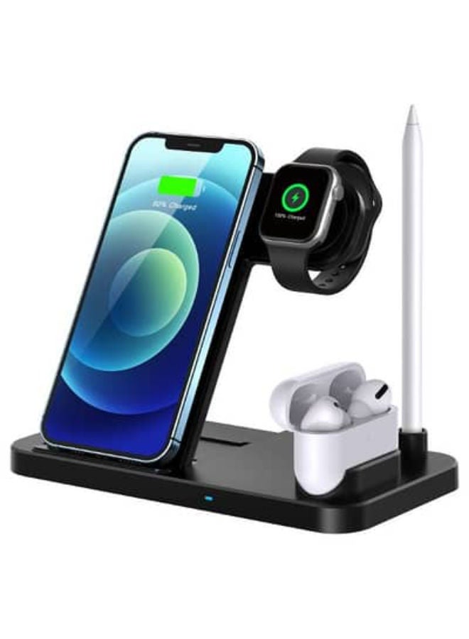 SHOPI Wireless Charger, 4 in 1 Fast Wireless Charging Station for Phones,Apple Watch,Pencil Charging Dock  - Image 1