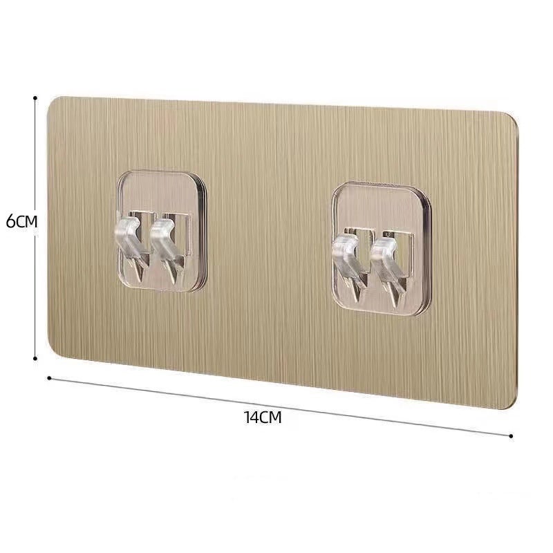 Seamless Adhesive Wall Hooks No-Drill Frame Hangers 6*14 brushed double claw buckle 