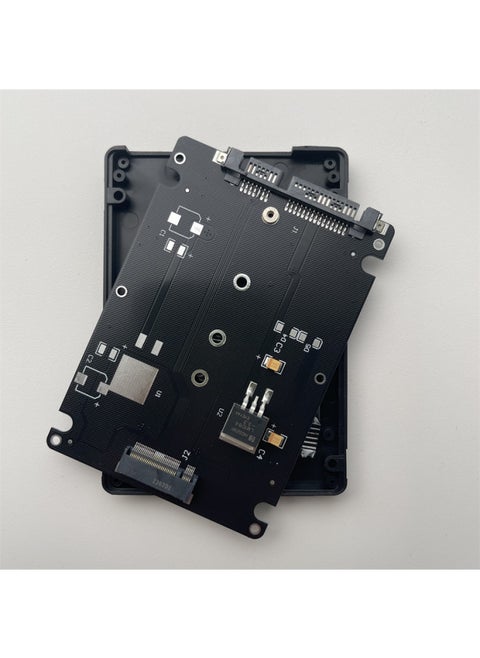 لوحة نقل منفذ تسلسلي NGFF إلى SATA3 M.2 SSD ذات الحالة الصلبة وبروتوكول SATA، صندوق القرص الصلب الداخلي والخارجي - اللون: أسود