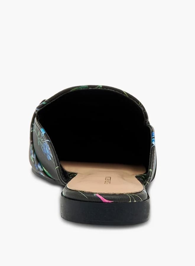 Flora Bella By Shoexpress Women's Floral Print Slip-On Mules with Metallic Accent