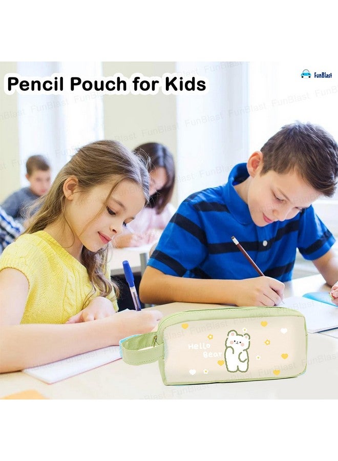 فنبلاست حقيبة أقلام رصاص FunBlast اللطيفة من مادة PVC - حقيبة أقلام رصاص شفافة مزودة بسحاب للإغلاق، حقيبة أدوات مكياج محمولة، حقيبة قرطاسية لطيفة للطلاب والفتيات والبالغين والمكاتب (أخضر) - Image 5