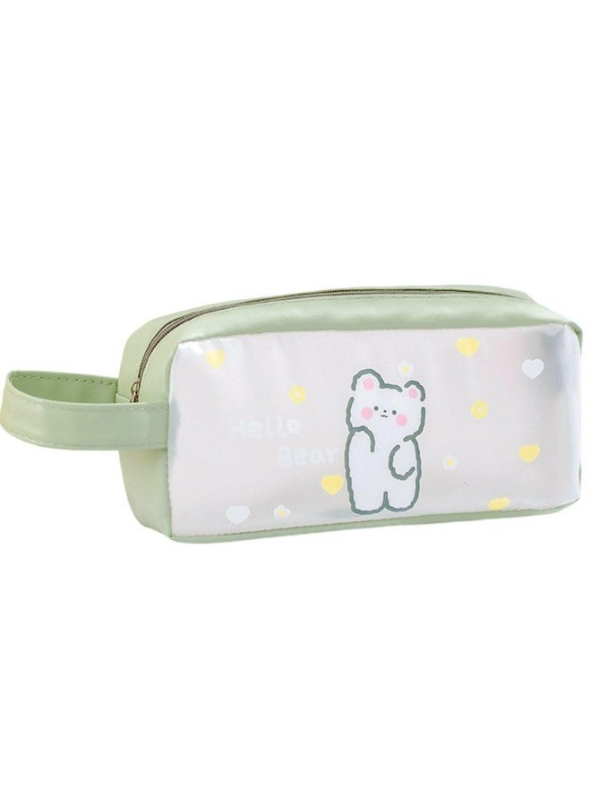 فنبلاست حقيبة أقلام رصاص FunBlast اللطيفة من مادة PVC - حقيبة أقلام رصاص شفافة مزودة بسحاب للإغلاق، حقيبة أدوات مكياج محمولة، حقيبة قرطاسية لطيفة للطلاب والفتيات والبالغين والمكاتب (أخضر) - Image 1