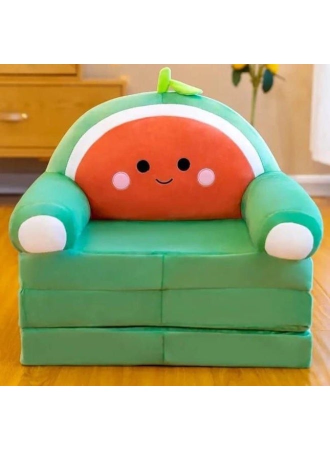 3-in-1 Foldable Kids Foam Chair | Convertible Sofa & Floor Bed | Cute Fruit-Themed Children's Seat - Image 1