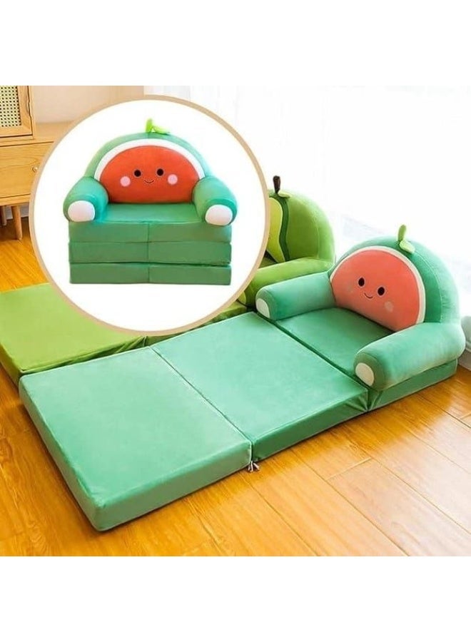 3-in-1 Foldable Kids Foam Chair | Convertible Sofa & Floor Bed | Cute Fruit-Themed Children's Seat - Image 2