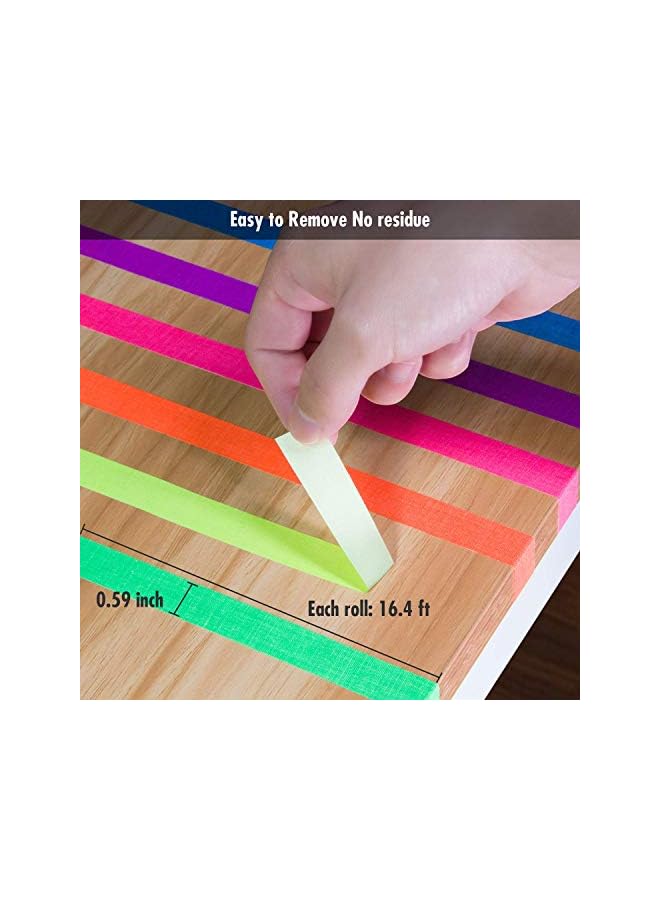 promass Glow in The Dark Tape 6 Pack Colored Luminous Masking Tape, Party Supplies Light up Party Favors UV Blacklight Reactive Kids Craft Set Fluorescent Cloth Tape Assorted, 0.59inch x 16.4ft - Image 5