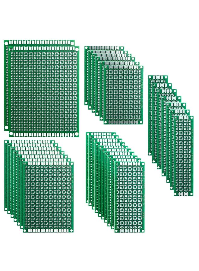 32PCS PCB Board Printed Circuit Board Set Double Sided Green Solderable Boards Kit for DIY Soldering 5 Sizes Experimental Circuit Boards - Image 1