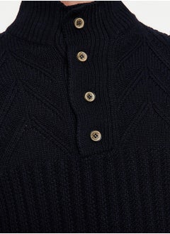 trendyol Navy Blue Slim Fit Half Fisherman Buttoned Knitwear Sweater TMNAW22KZ0327  - Image 5