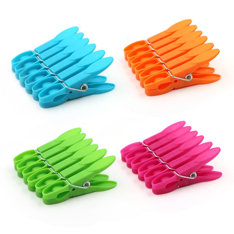 JABINCO Colorful Plastic Clothespins  Heavy Duty Laundry Clothes Pins Clips With Springs  Air-Drying Clothing Pin Set(24 Pack) - Image 1