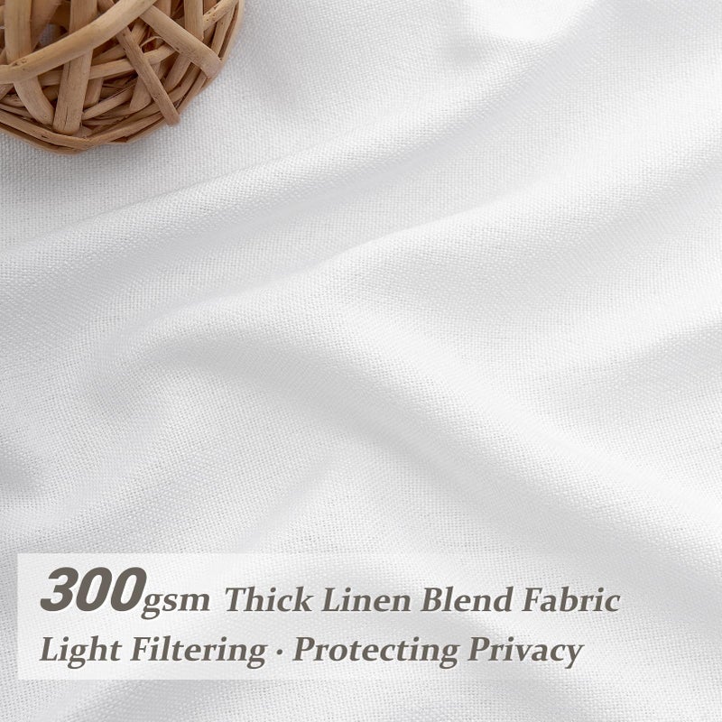 PleatedDrapes White Linen Sheer Curtains 84 Inches Long 2 Panels  Neutral Textured Pinch Pleated 7ft Light Filtering Drapes for Living Room Elegantes with Hooks Track System&Back Tab Window Panels Office at Home - Image 2