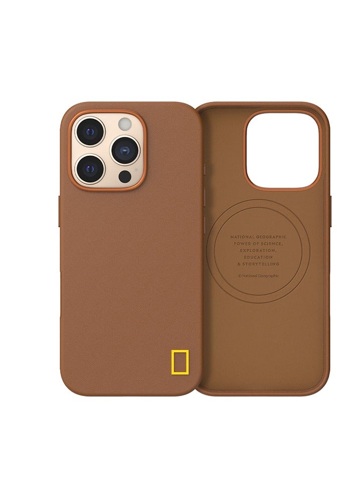 National Geographic MagSafe Leather Case iPhone 16 Promax - Brown - Image 1