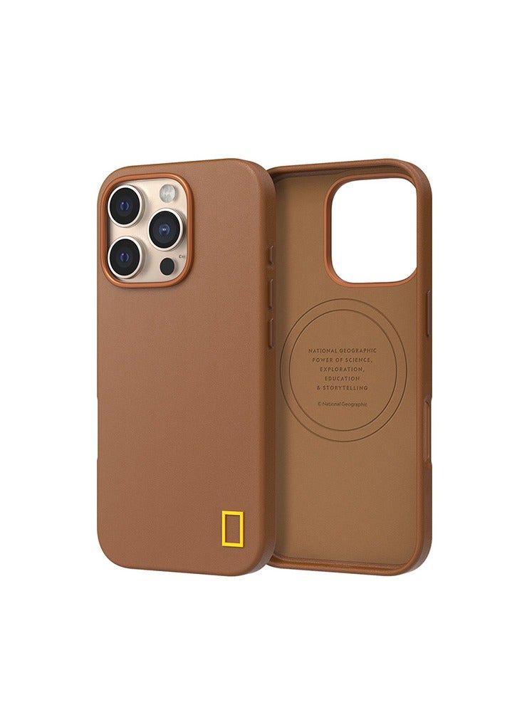 National Geographic MagSafe Leather Case iPhone 16 Promax - Brown - Image 2