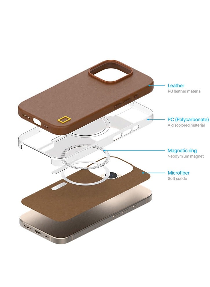 National Geographic MagSafe Leather Case iPhone 16 Promax - Brown - Image 5