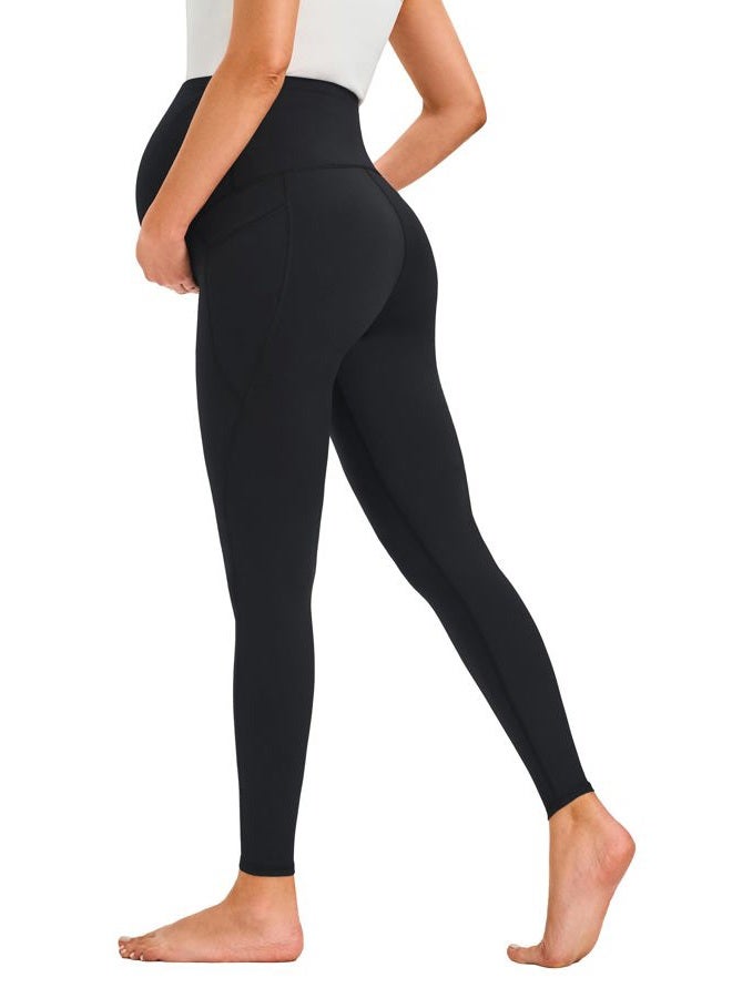 JOYSPELS Maternity Leggings Over The Belly with Pockets Non-See-Through Workout Pregnancy Leggings, Black, M - Image 4