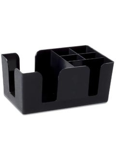 Precise Bar Organizer with 1 Large Compartment and 5 Small for storing Napkins, Sugar, Spoons, Straws, Toothpicks, other items, Made of Plastic - Black  - Image 1