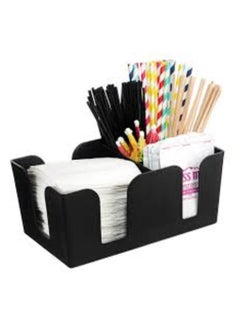 Precise Bar Organizer with 1 Large Compartment and 5 Small for storing Napkins, Sugar, Spoons, Straws, Toothpicks, other items, Made of Plastic - Black  - Image 4